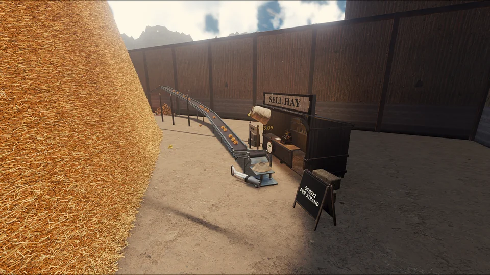 Conveyor belt transport lines carrying loose hay to balers